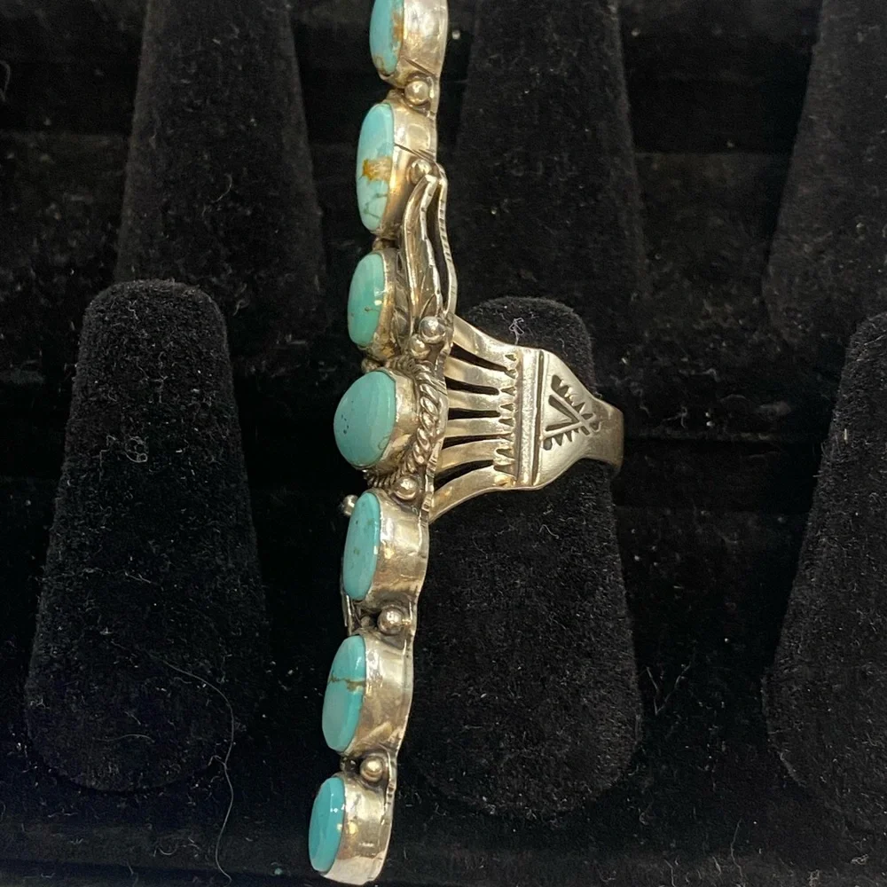 Navajo Geraldine James Turquoise Sterling Silver Ring - Picture 11 of 12